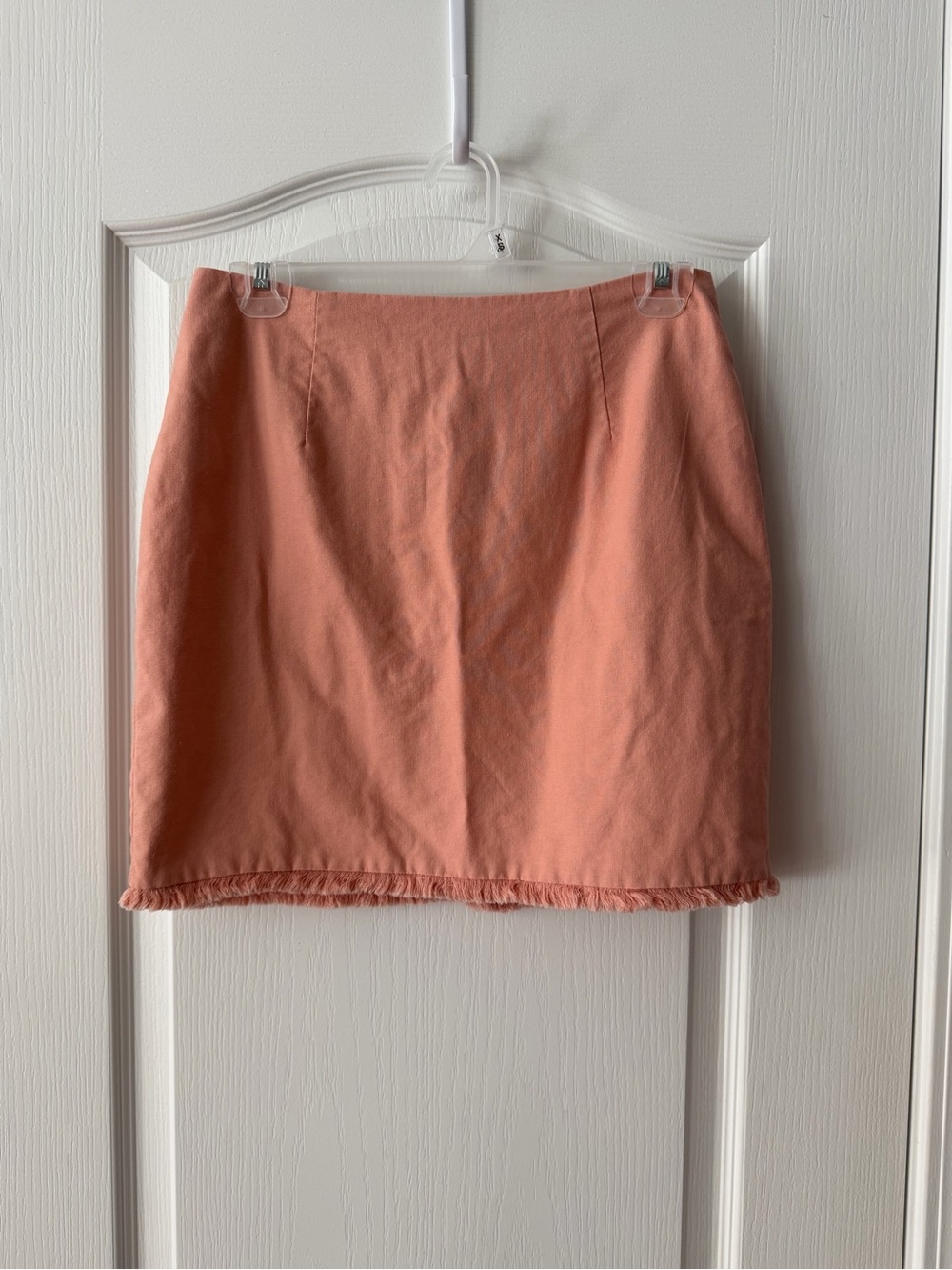 Windsor linen blend Peach Mini Skirt with Frayed Hem